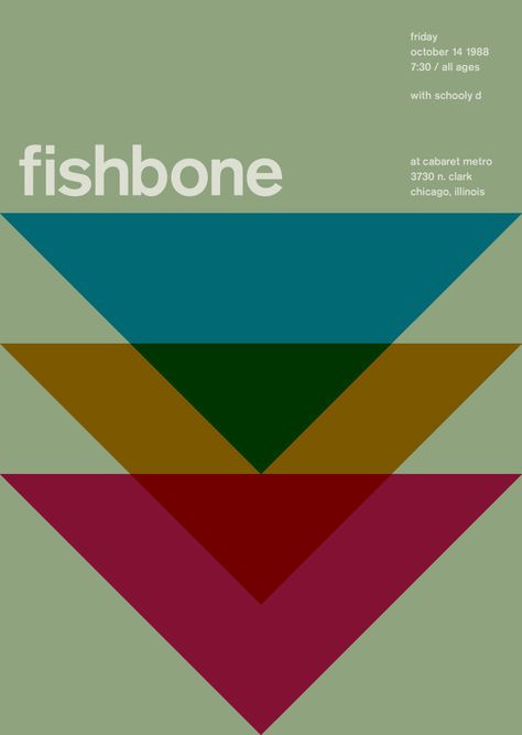 Fishbone poster using Akzidenz Grotesk designed by Mike Joyce