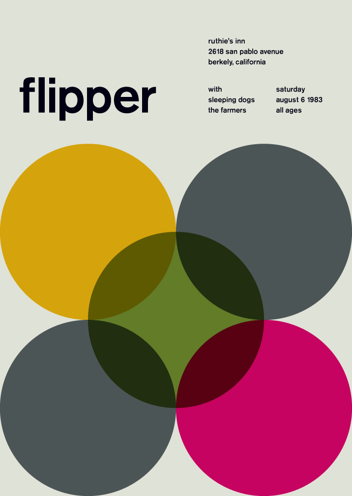 Flipper poster using Akzidenz Grotesk designed by Mike Joyce