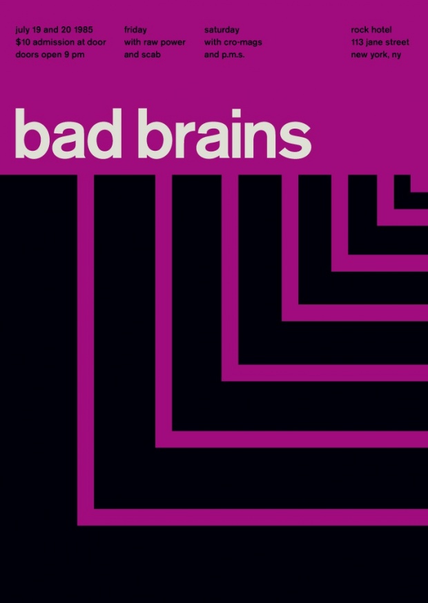 Bad Brains poster using Akzidenz Grotesk designed by Mike Joyce